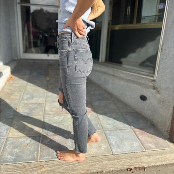 Levi's Premium 501 Washed Black Button Fly Distressed Skinny Jeans 26/28 - Picture 8 of 15